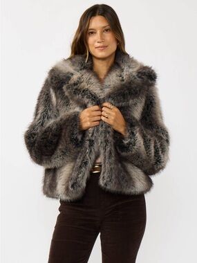 Charcoal Ombre Faux Fur Jacket